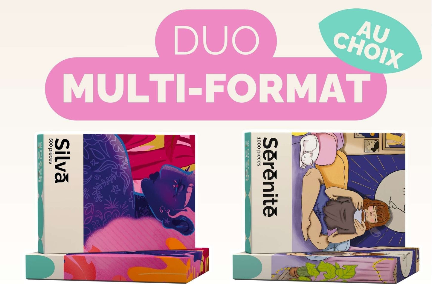 Pack duo puzzle 500 pièces et puzzle 1000 pièces pour adulte féministe puzzles féminins cadeaux